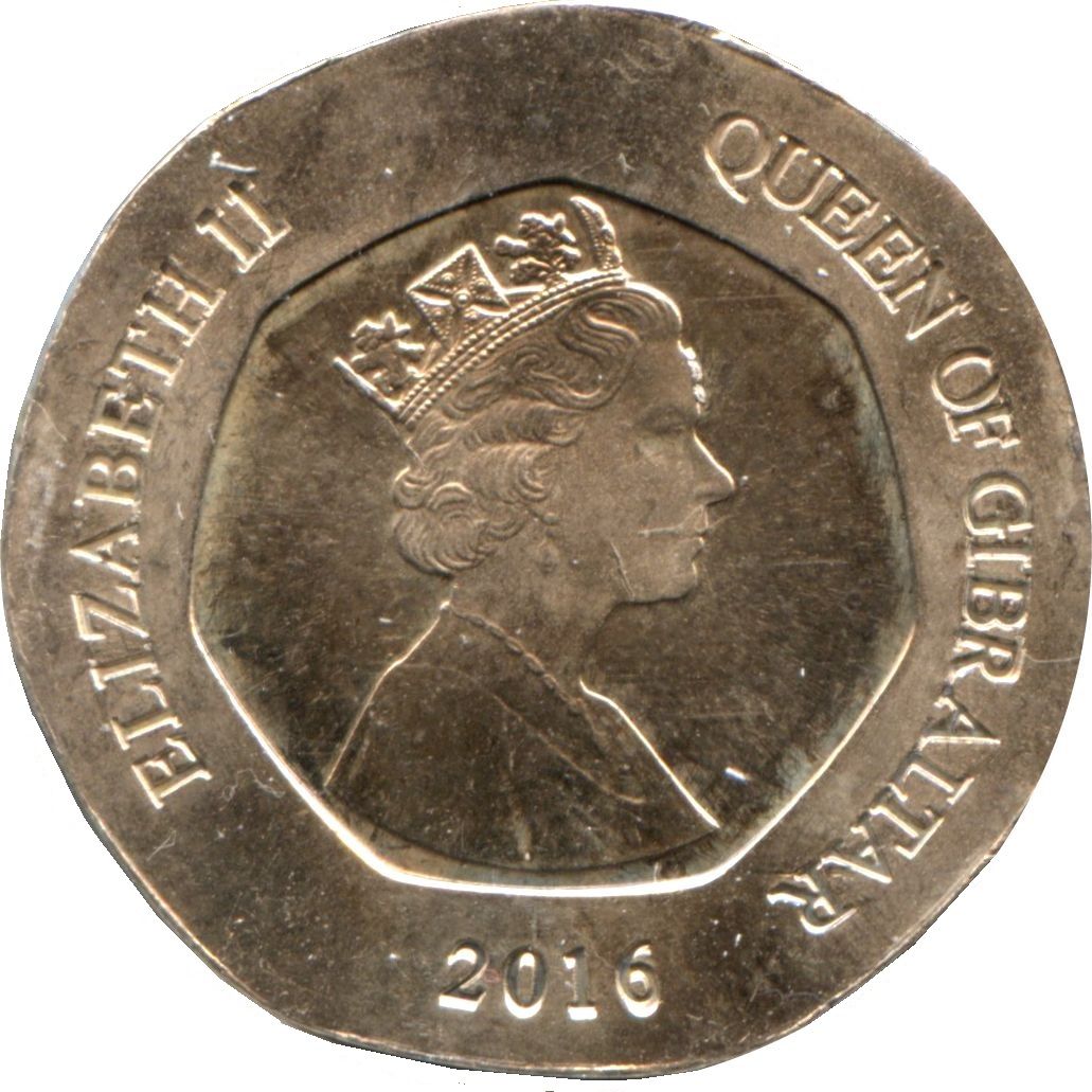 Gibraltar 20 Pence - Elizabeth II Candytuft Flower obverse