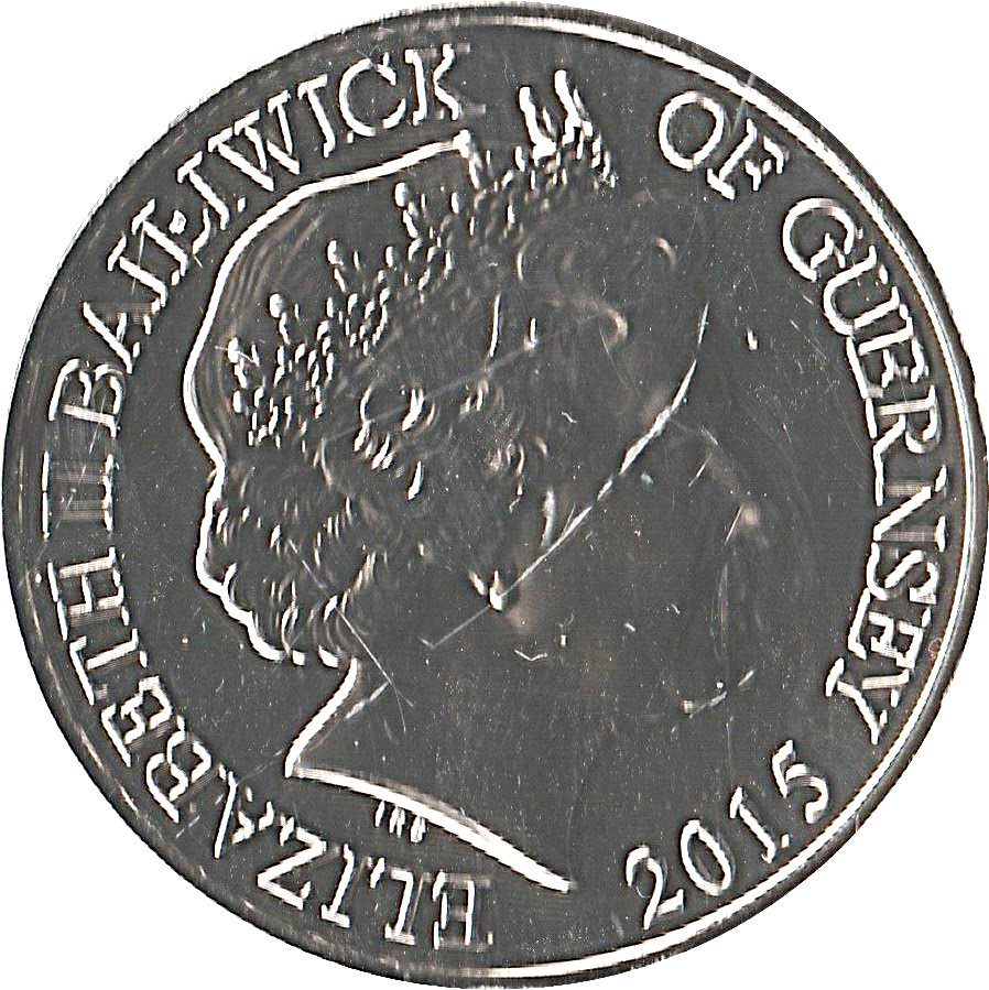 Guernsey 5 Pounds - Elizabeth II VE Day obverse
