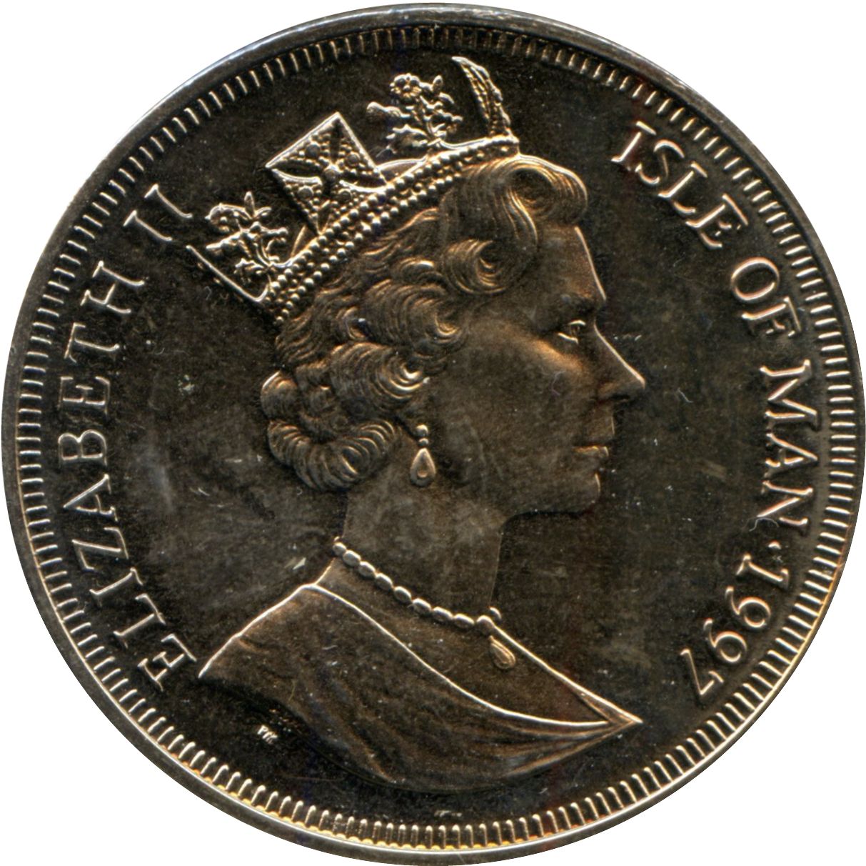 Isle of Man 1 Crown - Elizabeth II Golden Wedding obverse