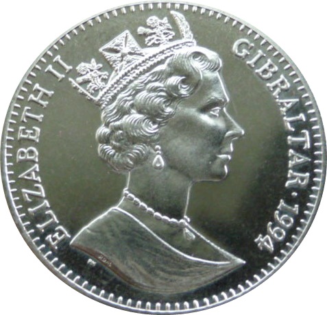 Gibraltar 1 Crown - Elizabeth II "The Mary Celeste" obverse