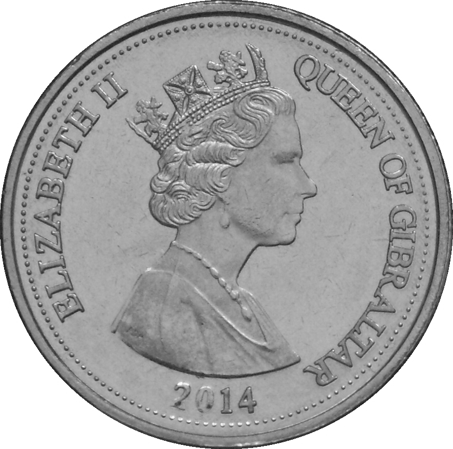 Gibraltar 10 Pence - Elizabeth II Barbary Partridge obverse