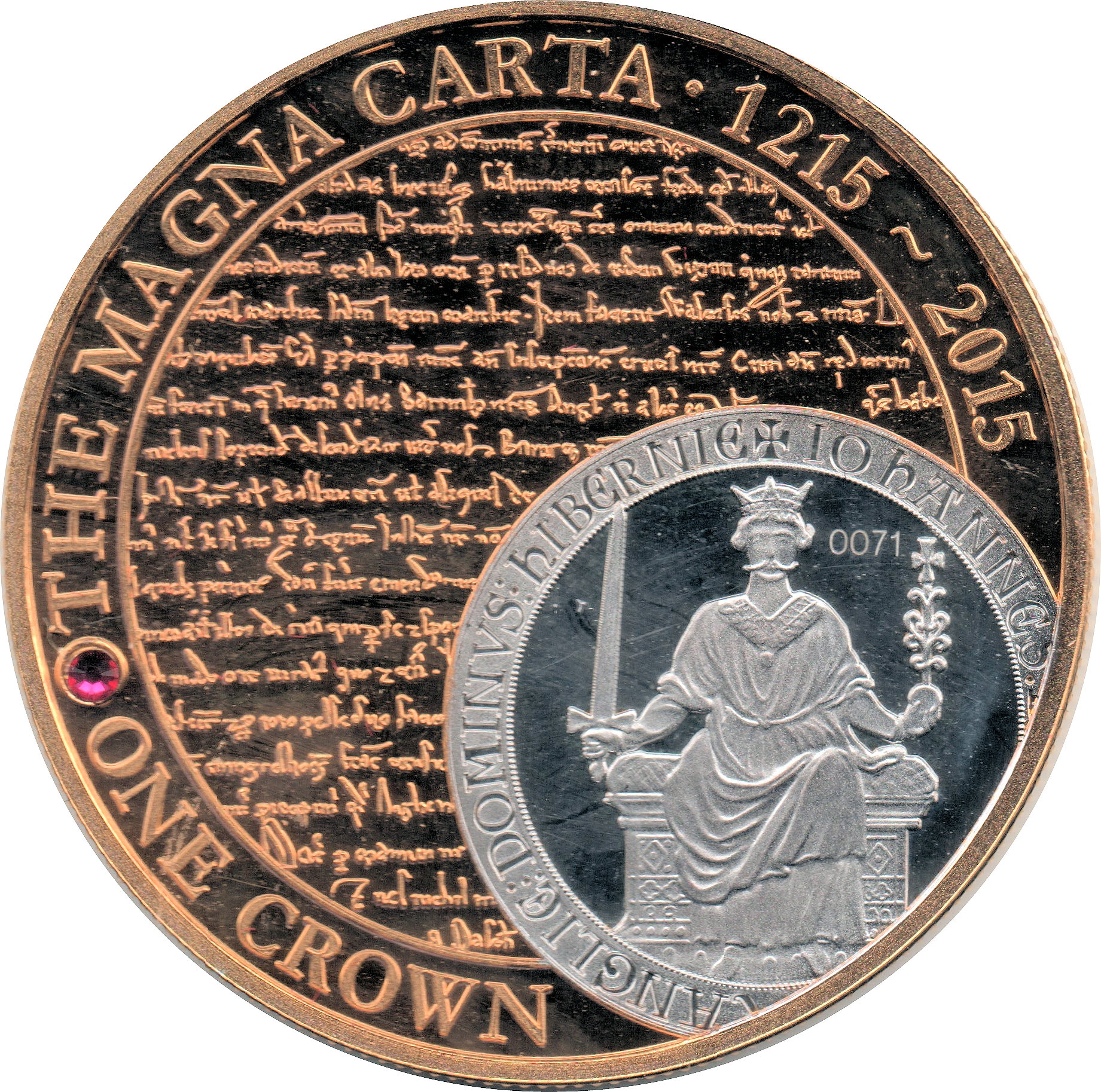 Tristan da Cunha 1 Crown - Elizabeth II Magna Carta reverse
