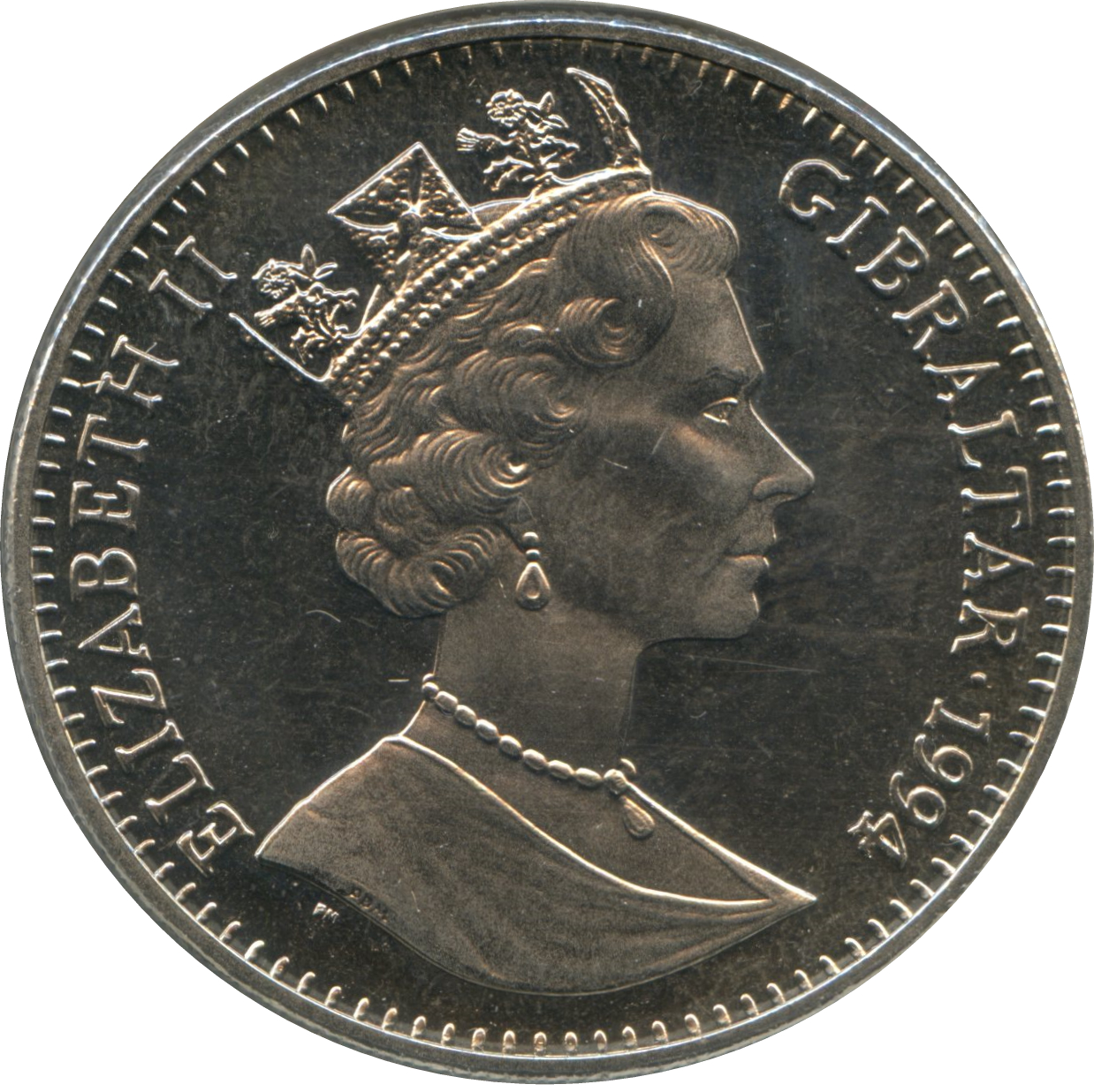 Gibraltar 1 Crown - Elizabeth II Spanish Eagle obverse