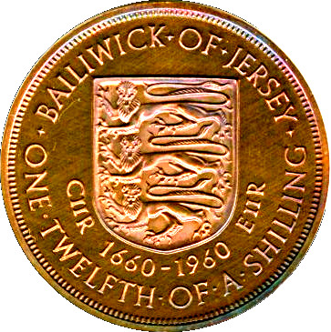 Jersey 1/12 Shilling - Elizabeth II Charles II; Proof mule