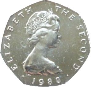 Isle of Man 50 Pence - Elizabeth II Christmas 1980; Silver - Mule obverse