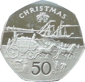Isle of Man 50 Pence - Elizabeth II Christmas 1980; Silver - Mule