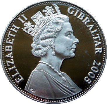 Gibraltar 5 Pounds - Elizabeth II Battle of St. Vincent obverse