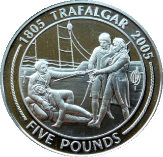 Gibraltar 5 Pounds - Elizabeth II Battle of St. Vincent reverse