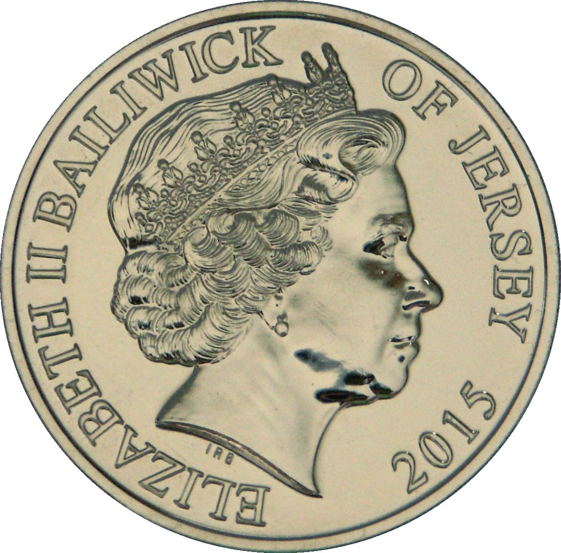 Jersey 5 Pounds - Elizabeth II Battle of Waterloo obverse