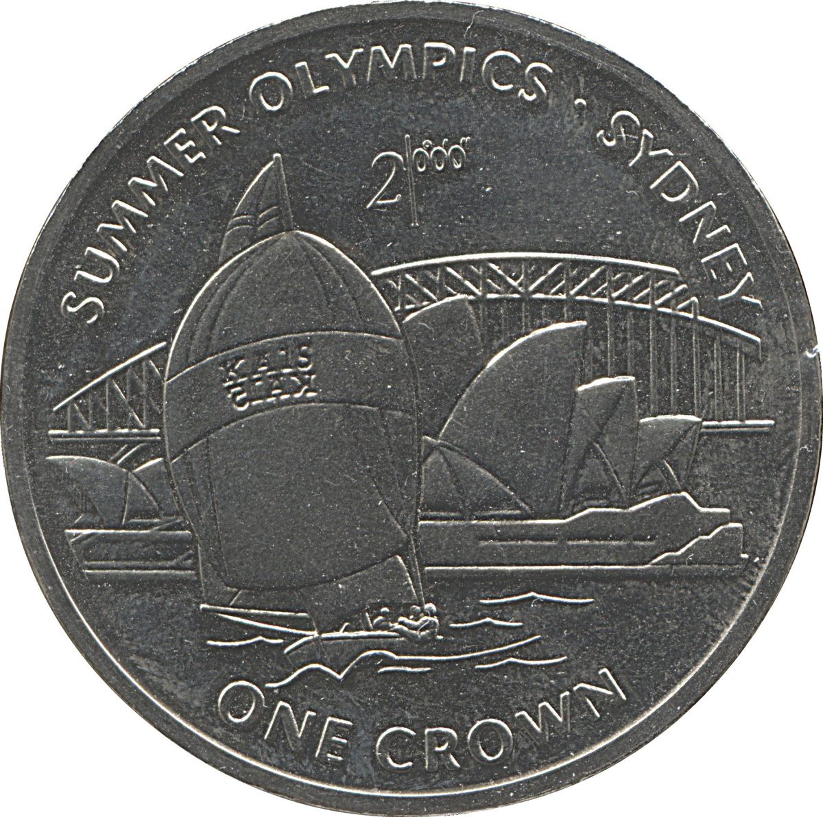 Isle of Man 1 Crown - Elizabeth II Olympics - Sailers reverse