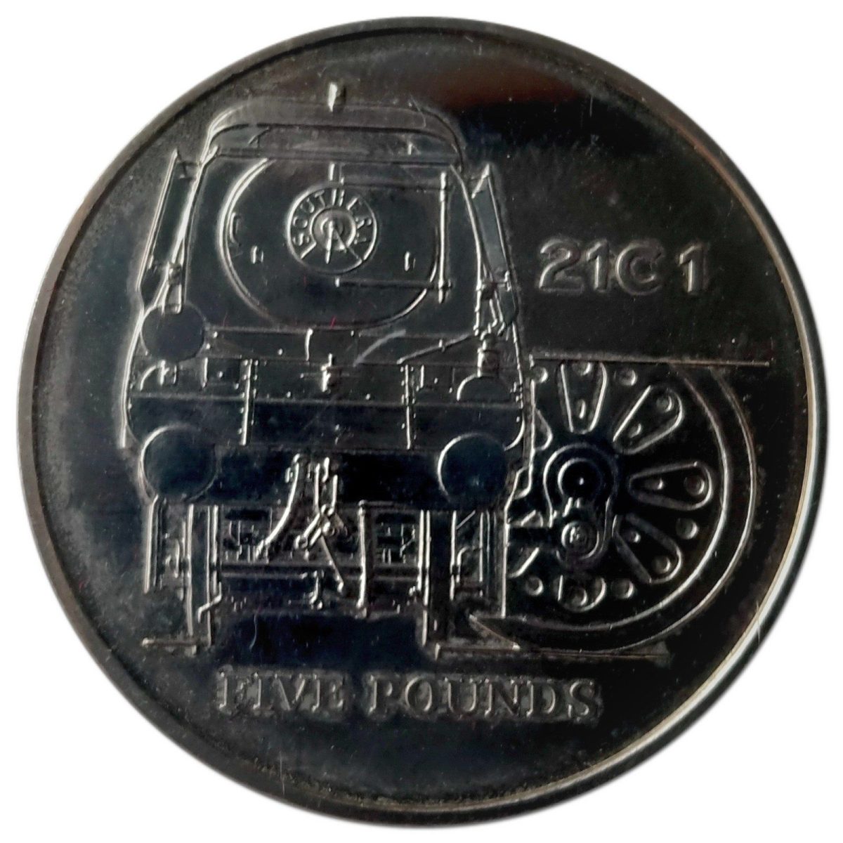 Alderney 5 Pounds - Elizabeth II The Merchant Navy 21C1 reverse