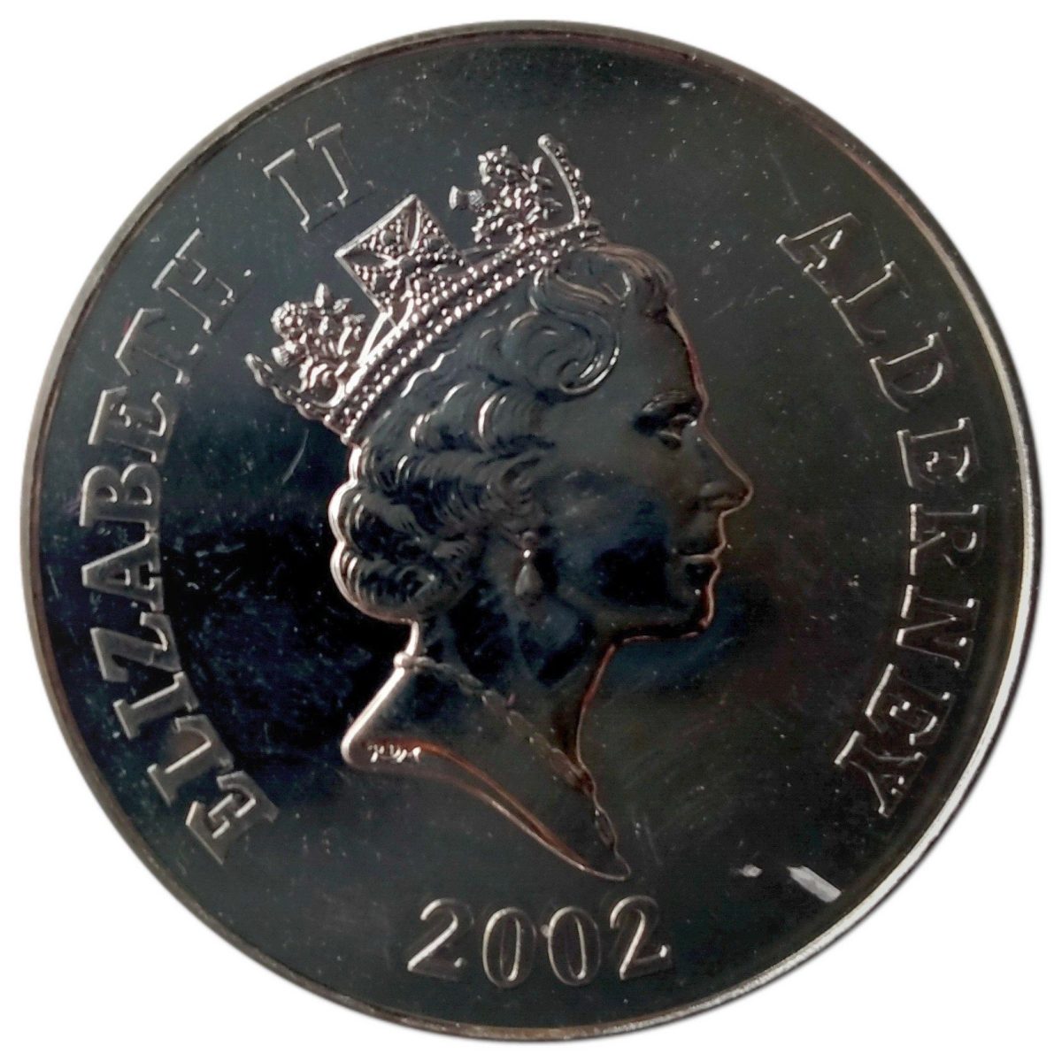 Alderney 5 Pounds - Elizabeth II Golden Jubilee obverse
