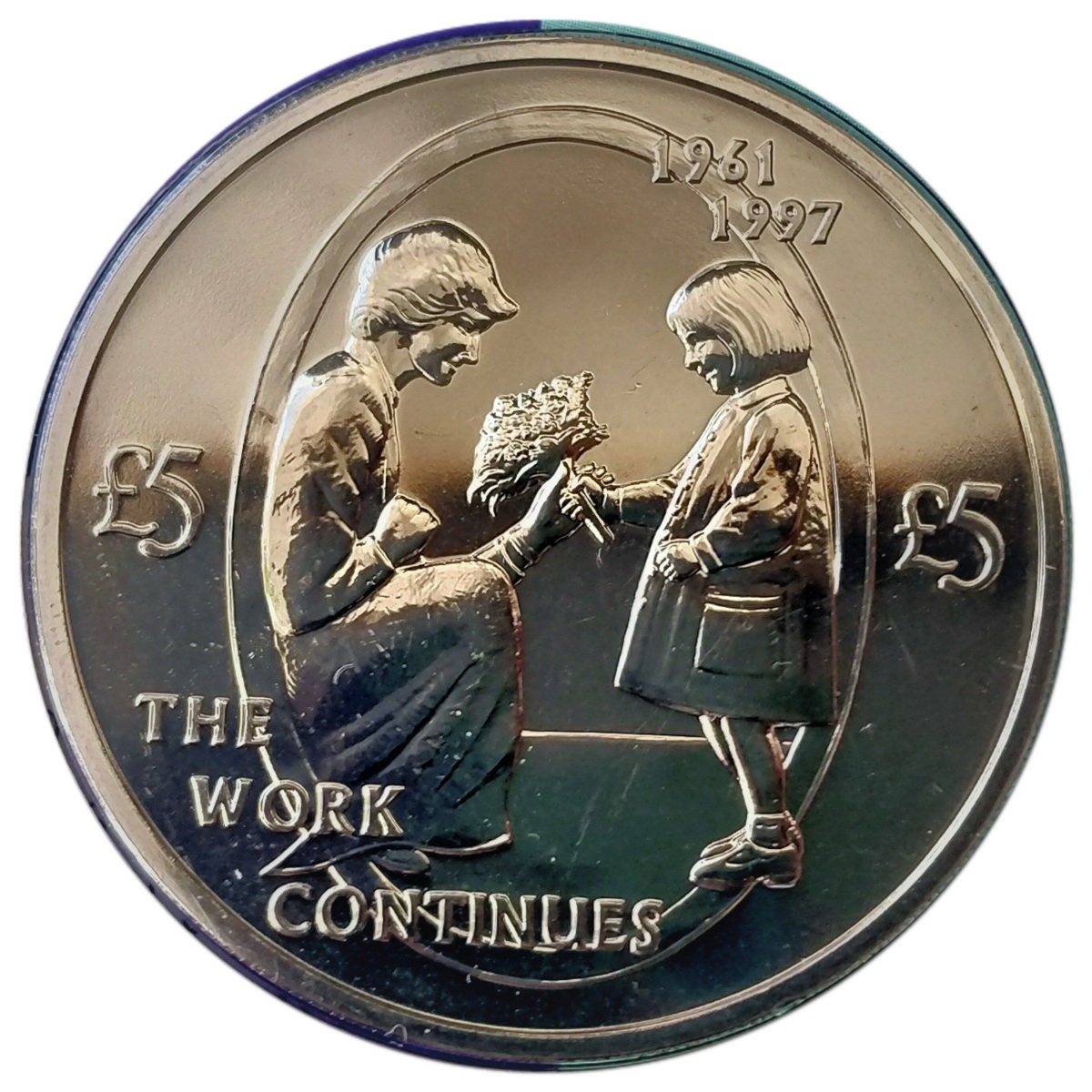 Alderney 5 Pounds - Elizabeth II Diana - The Work Continues