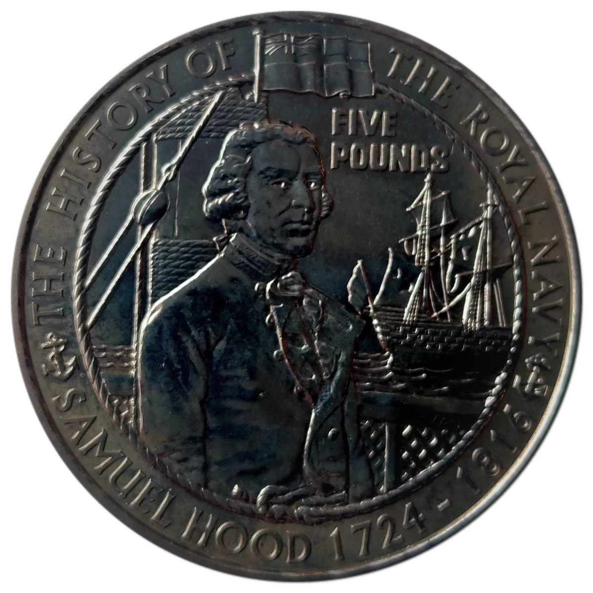 Alderney 5 Pounds - Elizabeth II Samuel Hood reverse