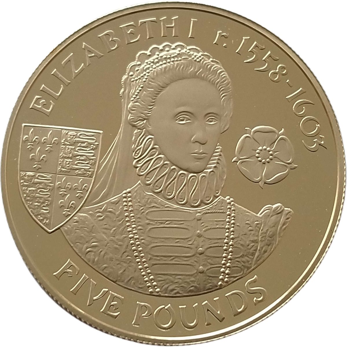 Alderney 5 Pounds - Elizabeth II Elizabeth I reverse