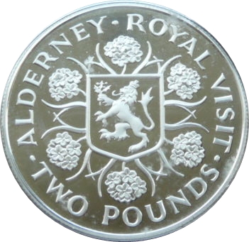 Alderney 2 Pounds - Elizabeth II Royal Visit; Silver Proof Issue
