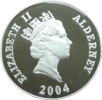 Alderney 5 Pounds - Elizabeth II H.M.S. Revenge; Silver Proof obverse