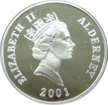 Alderney 5 Pounds - Elizabeth II Queen Elizabeth II; Silver Proof obverse