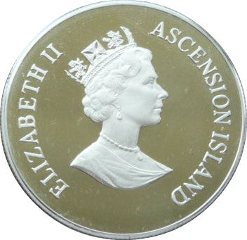 Ascension Island 50 Pence - Elizabeth II Queen Mother; Silver Piedfort obverse