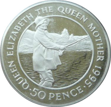 Ascension Island 50 Pence - Elizabeth II Queen Mother; Silver Piedfort