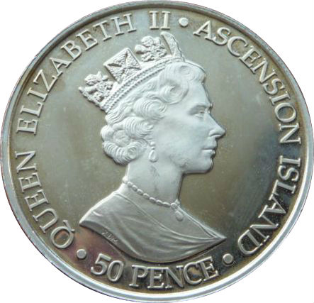 Ascension Island 50 Pence - Elizabeth II Charles and Camilla Wedding obverse