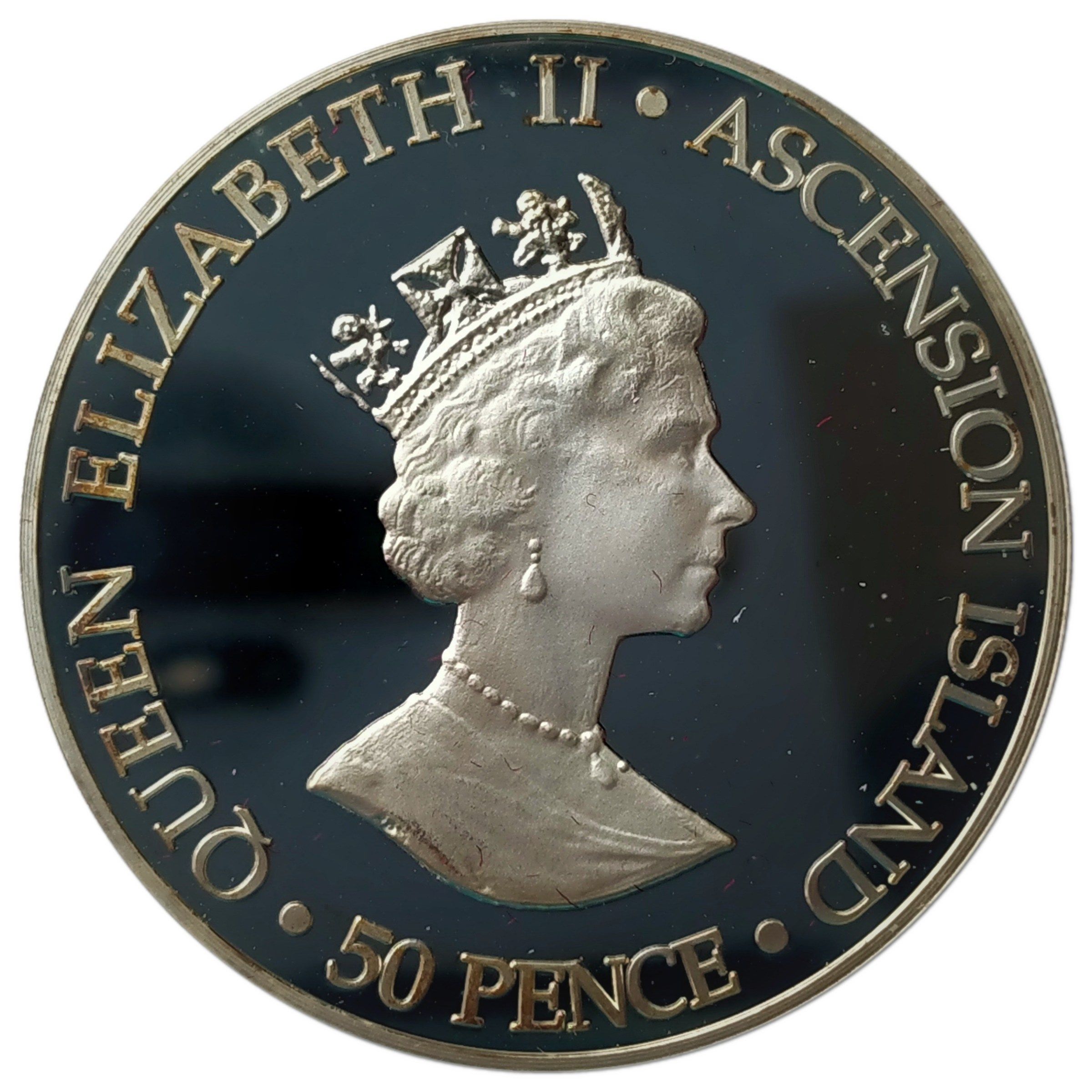 Ascension Island 50 Pence - Elizabeth II Queen Mother; Silver Proof Issue obverse