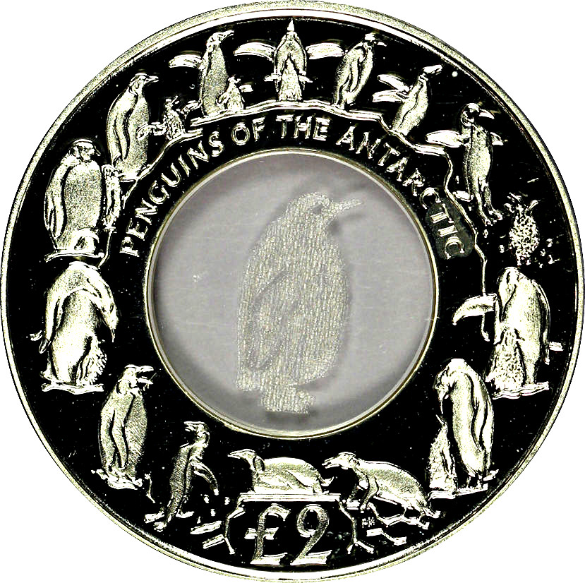 South Georgia and the South Sandwich Islands 2 Pounds - Elizabeth II Penguins of the Antarctic reverse