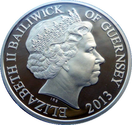 Guernsey 50 Pence - Elizabeth II Queen in White Dress obverse