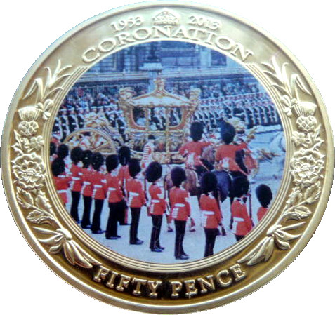 Guernsey 50 Pence - Elizabeth II Queen in State Coach reverse