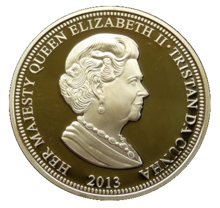 Tristan da Cunha 50 Pence - Elizabeth II Queen in Red Hat obverse