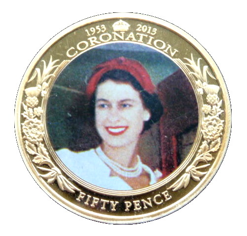 Tristan da Cunha 50 Pence - Elizabeth II Queen in Red Hat