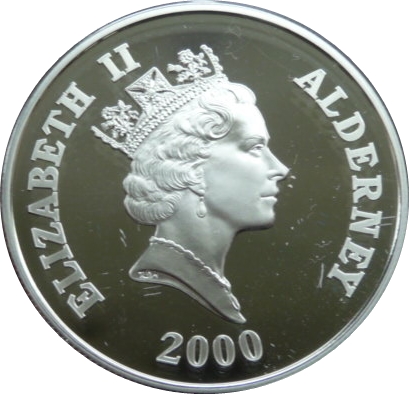 Alderney 5 Pounds - Elizabeth II Queen Mother obverse