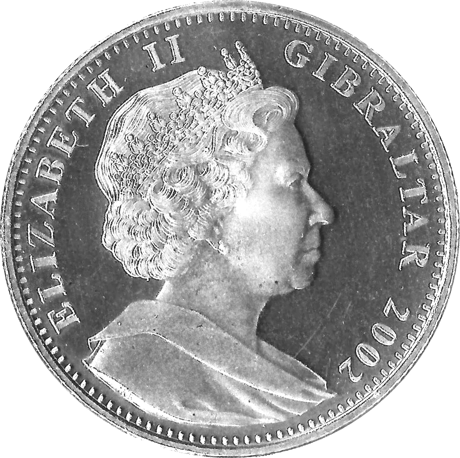 Gibraltar 1 Crown - Elizabeth II Golden Jubilee - Boat on Thames obverse