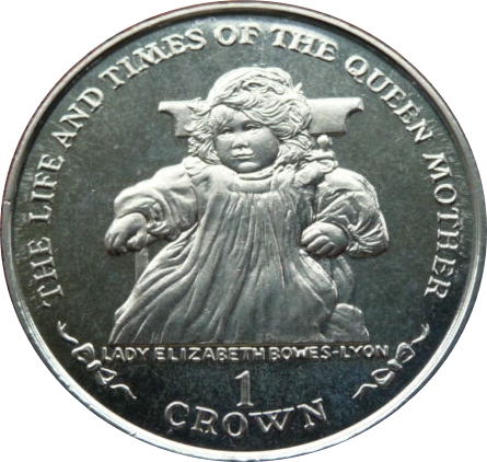 Isle of Man 1 Crown - Elizabeth II Queen Mother - Birth reverse