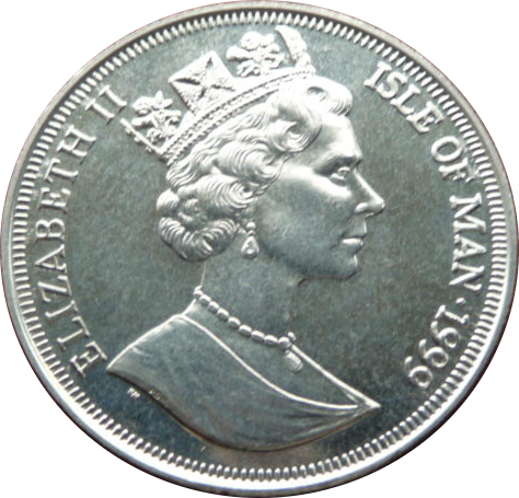Isle of Man 1 Crown - Elizabeth II Queen Mother - Honeymoon departure obverse