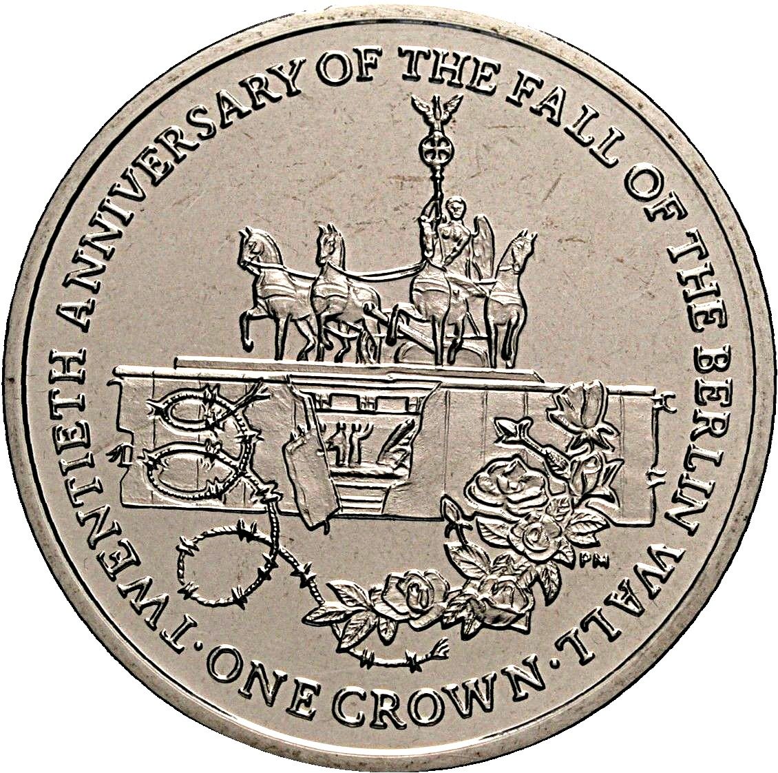 Isle of Man 1 Crown - Elizabeth II Fall of Berlin Wall