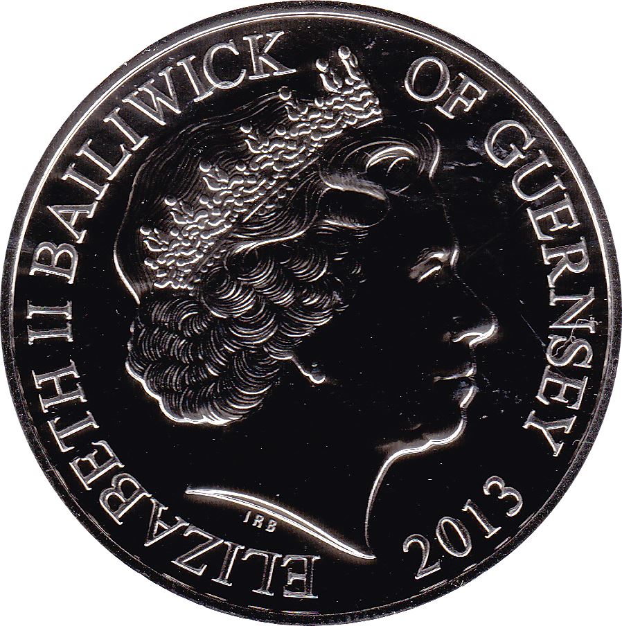 Guernsey 5 Pounds - Elizabeth II Dambusters obverse