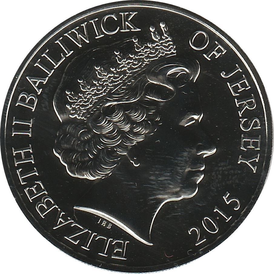Jersey 5 Pounds - Elizabeth II Longest Reign obverse