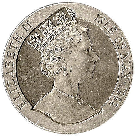 Isle of Man 1 Crown - Elizabeth II Discovery of America obverse