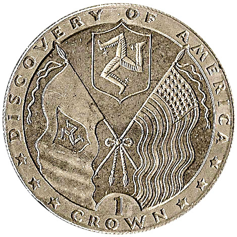 Isle of Man 1 Crown - Elizabeth II Discovery of America