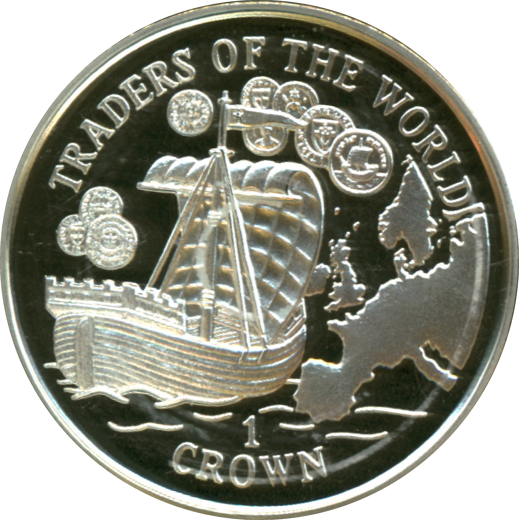 Gibraltar 1 Crown - Elizabeth II Hanseatic League nations; Silver Proof reverse