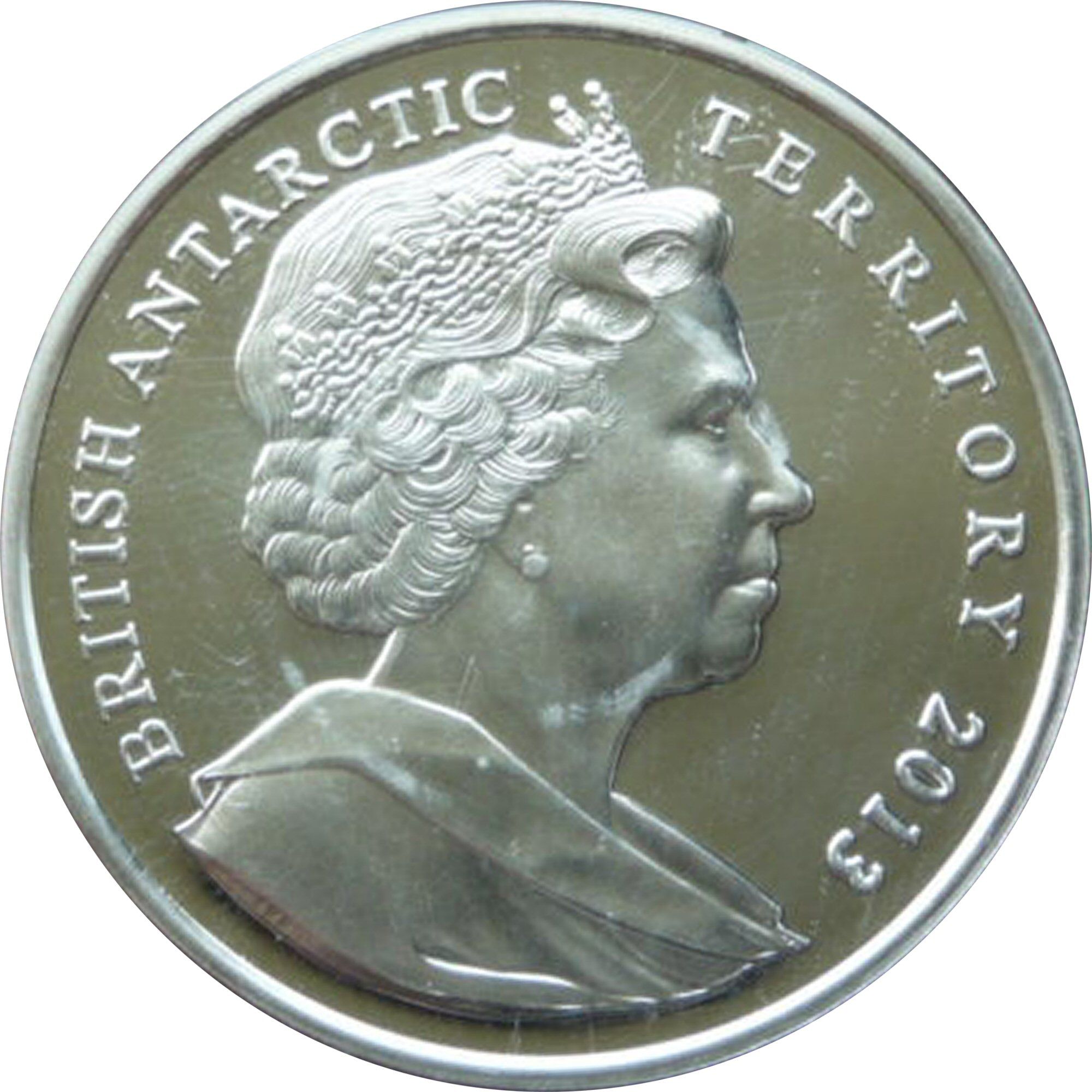 British Antarctic Territory 2 Pounds - Elizabeth II Queen Elizabeth Land; Silver obverse