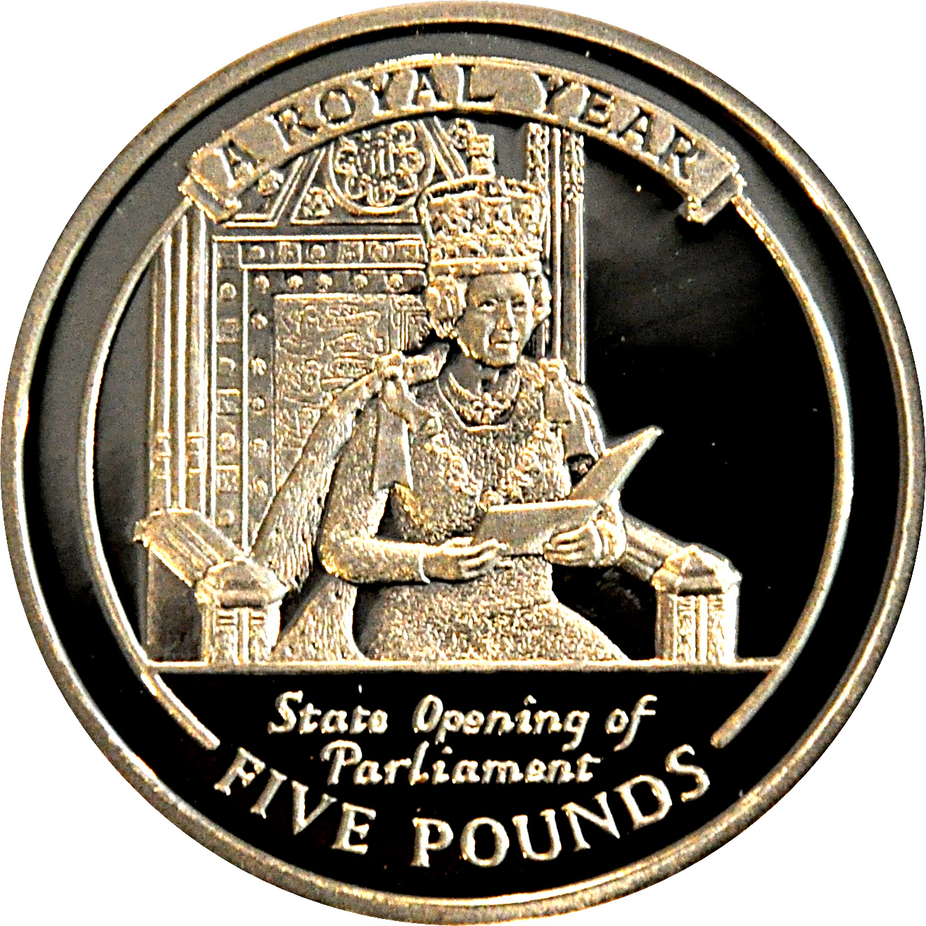 Gibraltar 5 Pounds - Elizabeth II State Opening of Parliament reverse