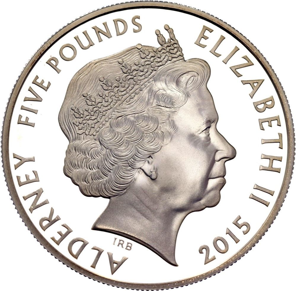 Alderney 5 Pounds - Elizabeth II Remembrance Day; silver obverse