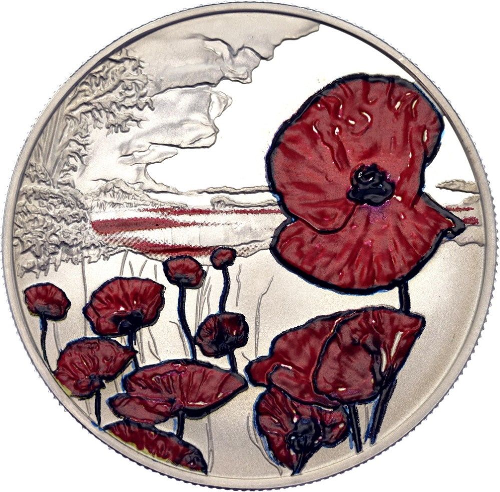 Alderney 5 Pounds - Elizabeth II Remembrance Day; silver