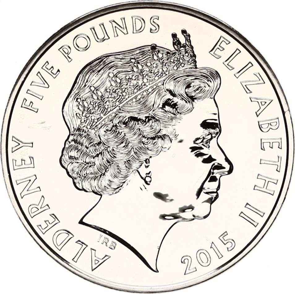 Alderney 5 Pounds - Elizabeth II Remembrance Day obverse
