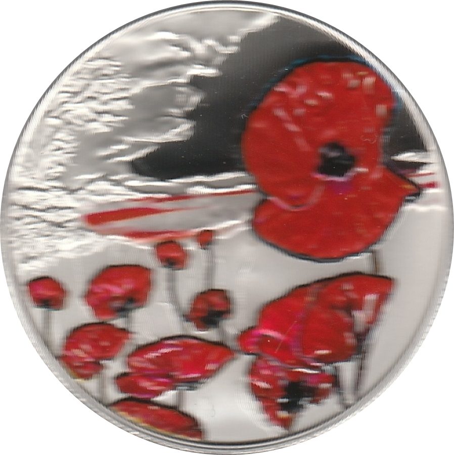 Alderney 5 Pounds - Elizabeth II Remembrance Day; Silver Piedfort reverse