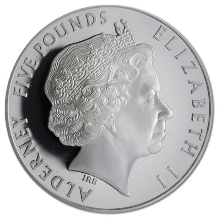 Alderney 5 Pounds - Elizabeth II Dylan Thomas; Silver Proof obverse