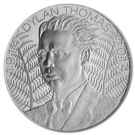 Alderney 5 Pounds - Elizabeth II Dylan Thomas; Silver Proof