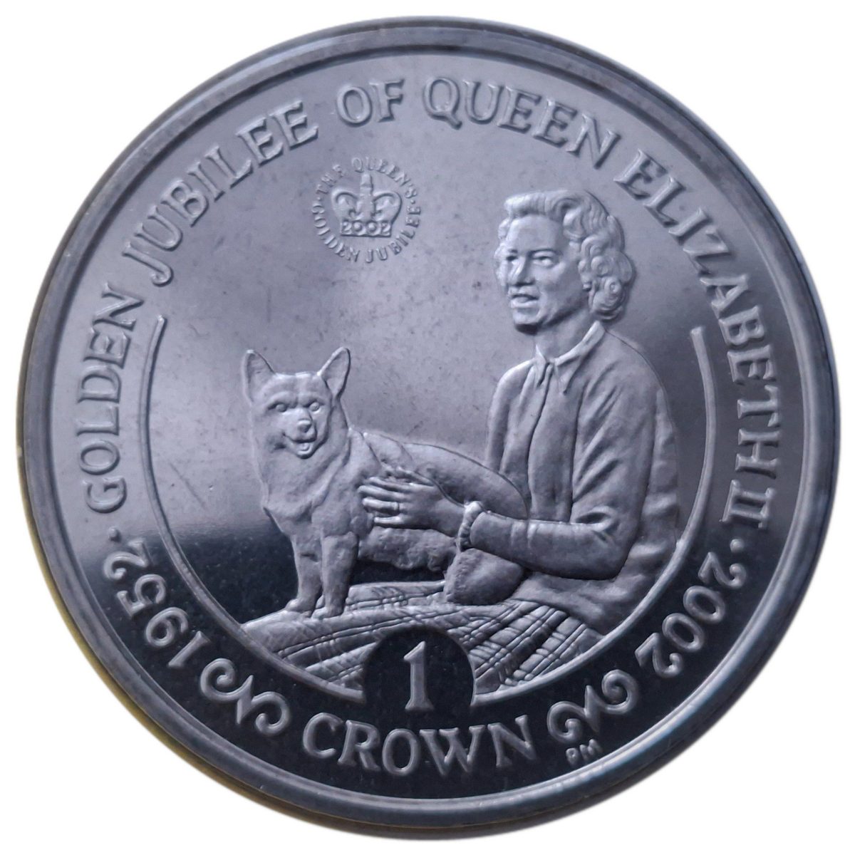 Isle of Man 1 Crown - Elizabeth II Queen with Corgi reverse